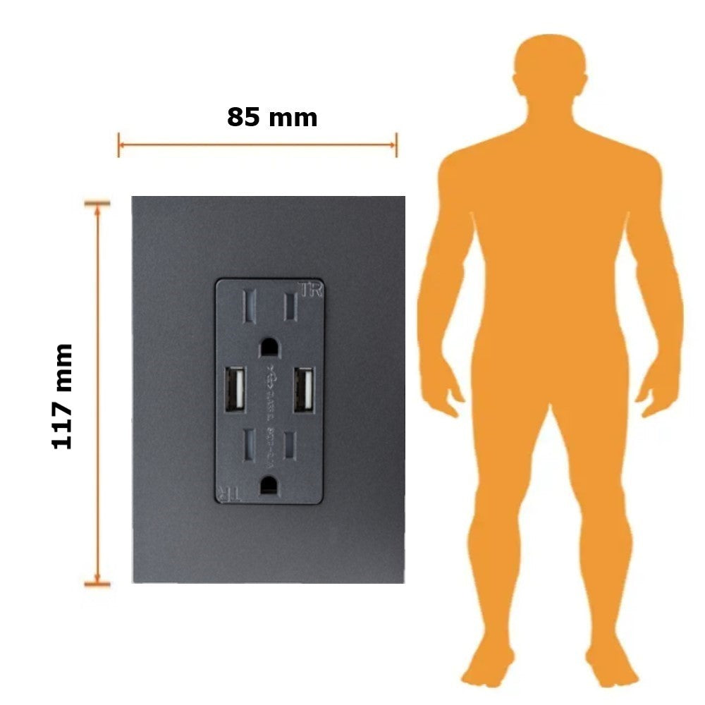 CONTACTO DUPLEX 2P+T 15A USBA 2.4A+ USBC 3A PLACA AN ZENIT
