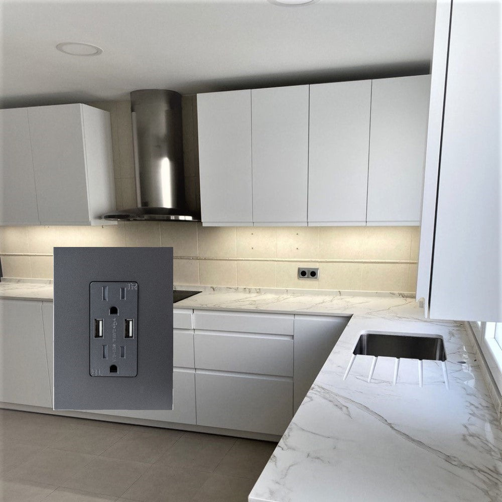 CONTACTO DUPLEX 2P+T 15A USBA 2.4A+ USBC 3A PLACA AN ZENIT