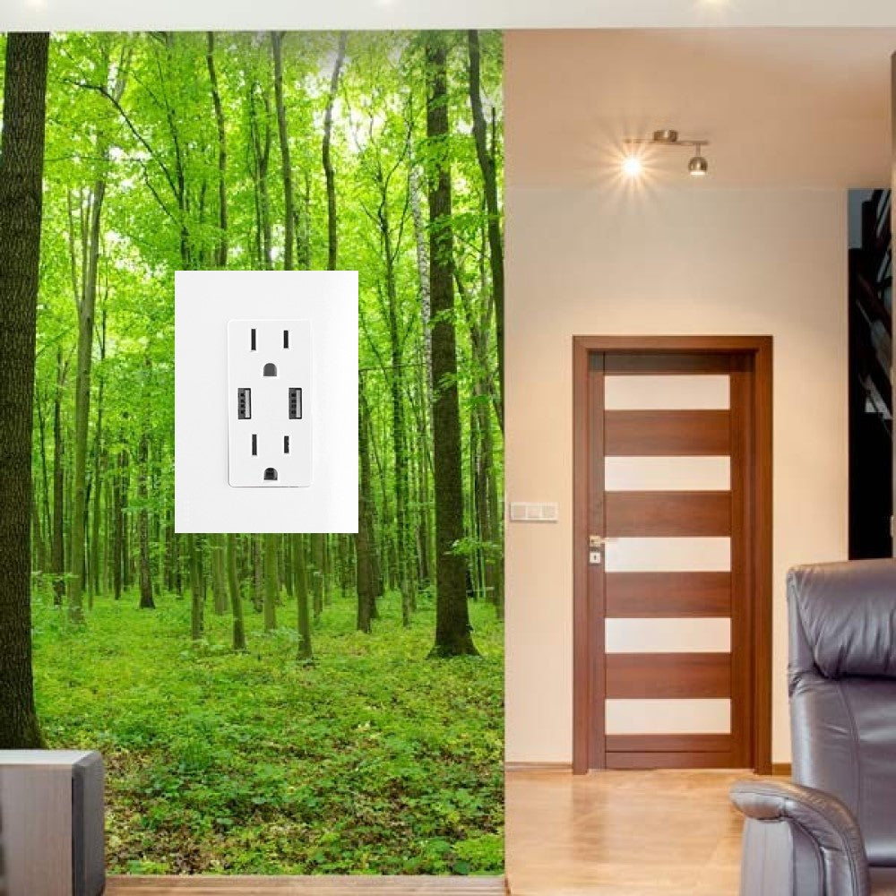 CONTACTO DUPLEX 2P+T 15A USBA 2.4A+ USBC 3A PLACA BL ZENIT