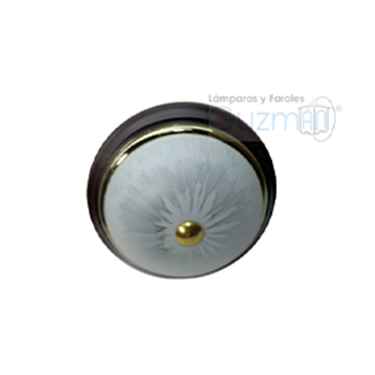 PLAFON MODELO 416 ARO DORADO BLANCO LISO 2 LUCES SIN FOCO MCA GUZMAN