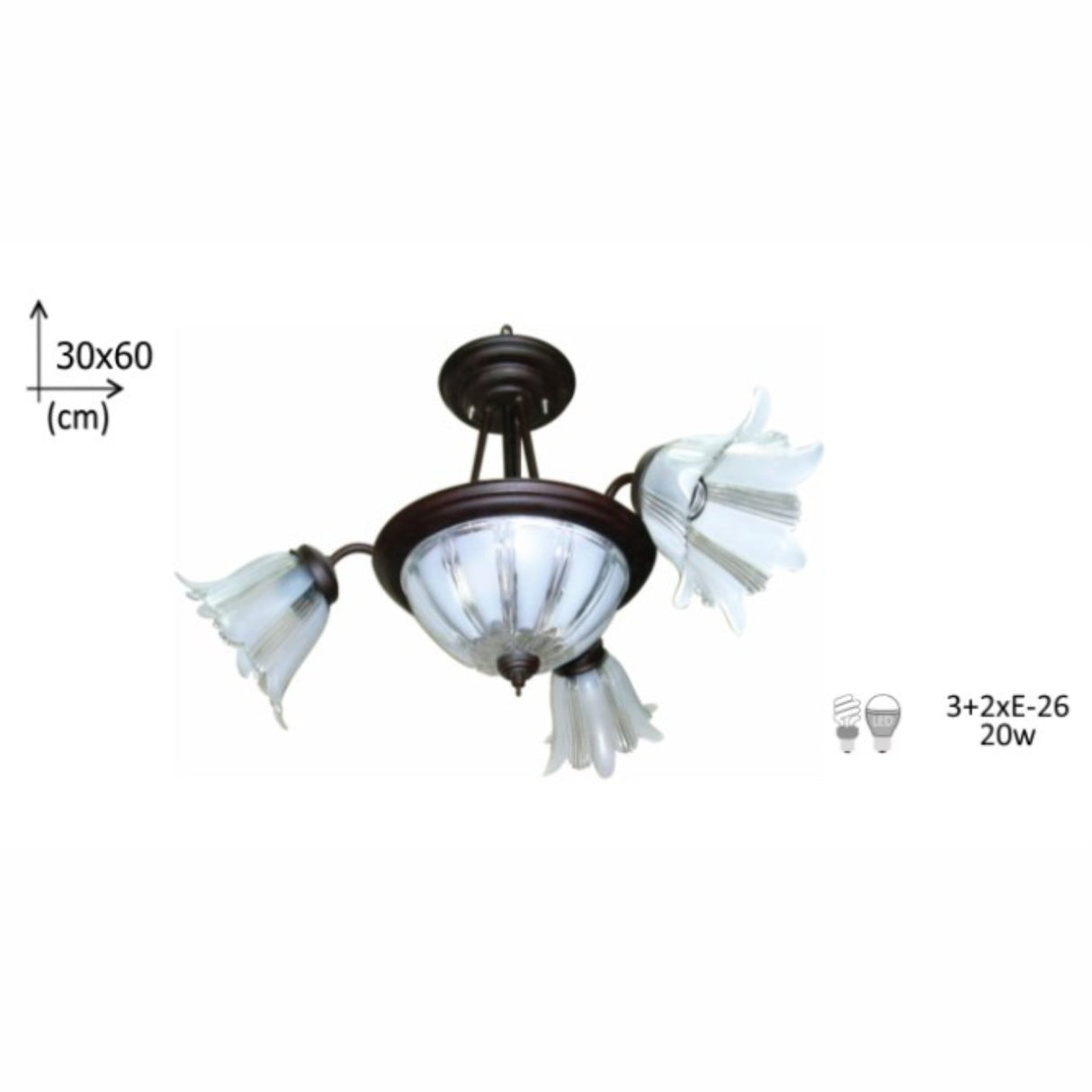 PLAFON MODELO 601 5 LUCES SIN FOCO MCA GUZMAN