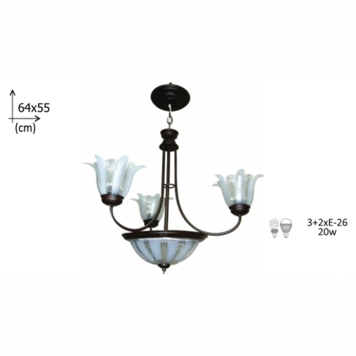 PLAFON MODELO 602 5 LUCES SIN FOCO CHOCOLATE MCA GUZMAN