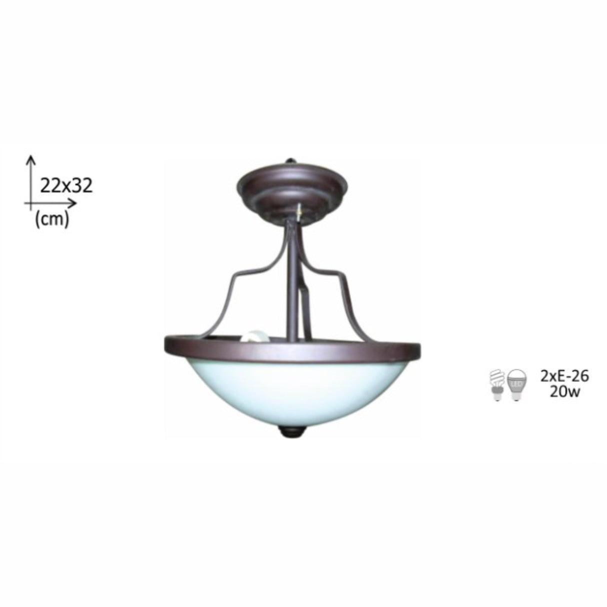 PLAFON MODELO 603 2 LUCES SIN FOCO MCA GUZMAN