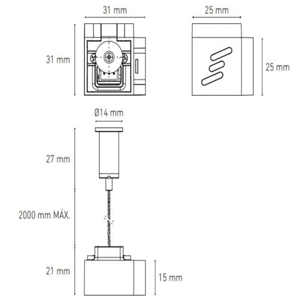 CONECTOR 90 ALIMENTACION VERTICAL TERMINACION CIEGA BLANCO ELECTROMAG
