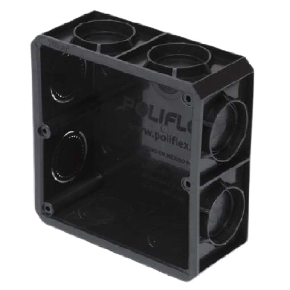 CAJA CUADRADA 1/2" SIN TAPA POLIFLEX KP-CANEG12-100