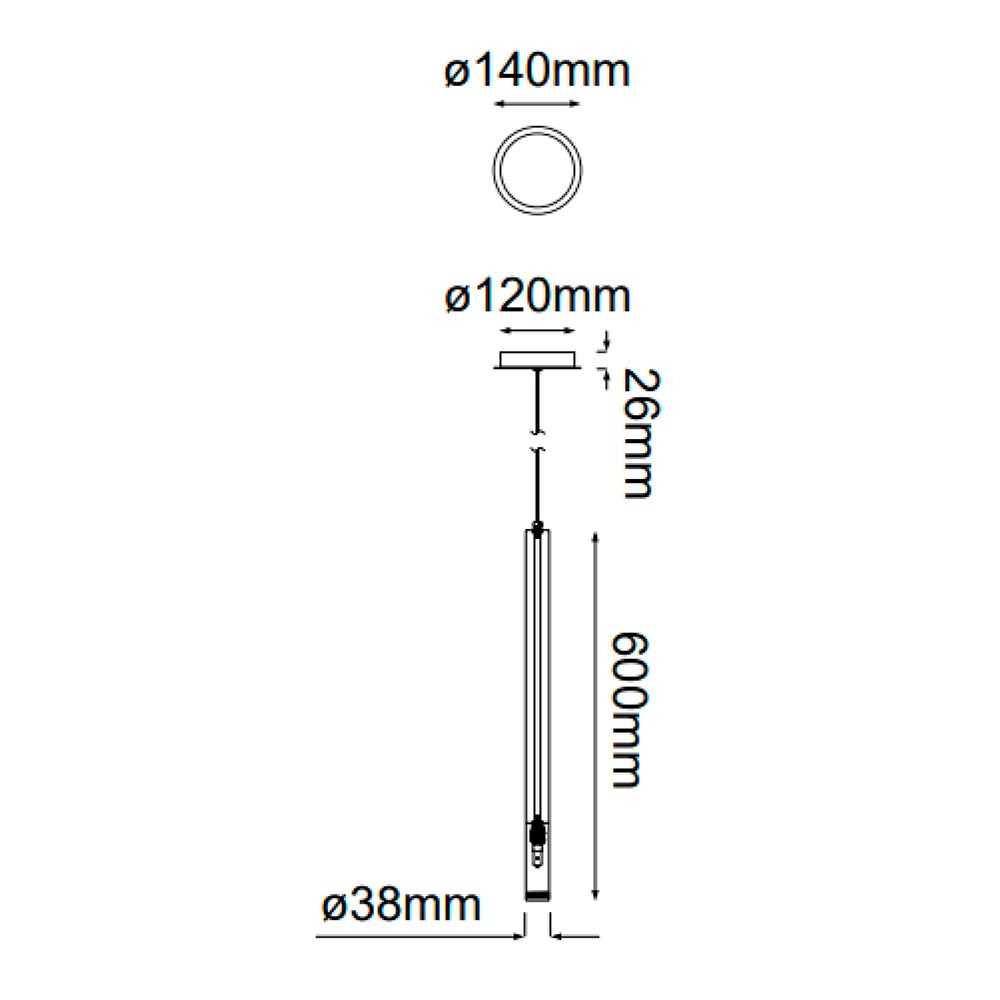 LUM COLGANTE CILINDRO 1 LUZ MINHA PENDANT D60XH600MM 1XGU10 (NO INCLUIDO) CROMO QUOR