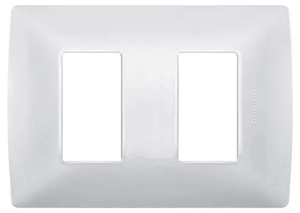 PLACA DE RESINA BTICINO CON CHASIS BLANCO MÉRIDA 2 MÓDULOS QZ4803M2BN