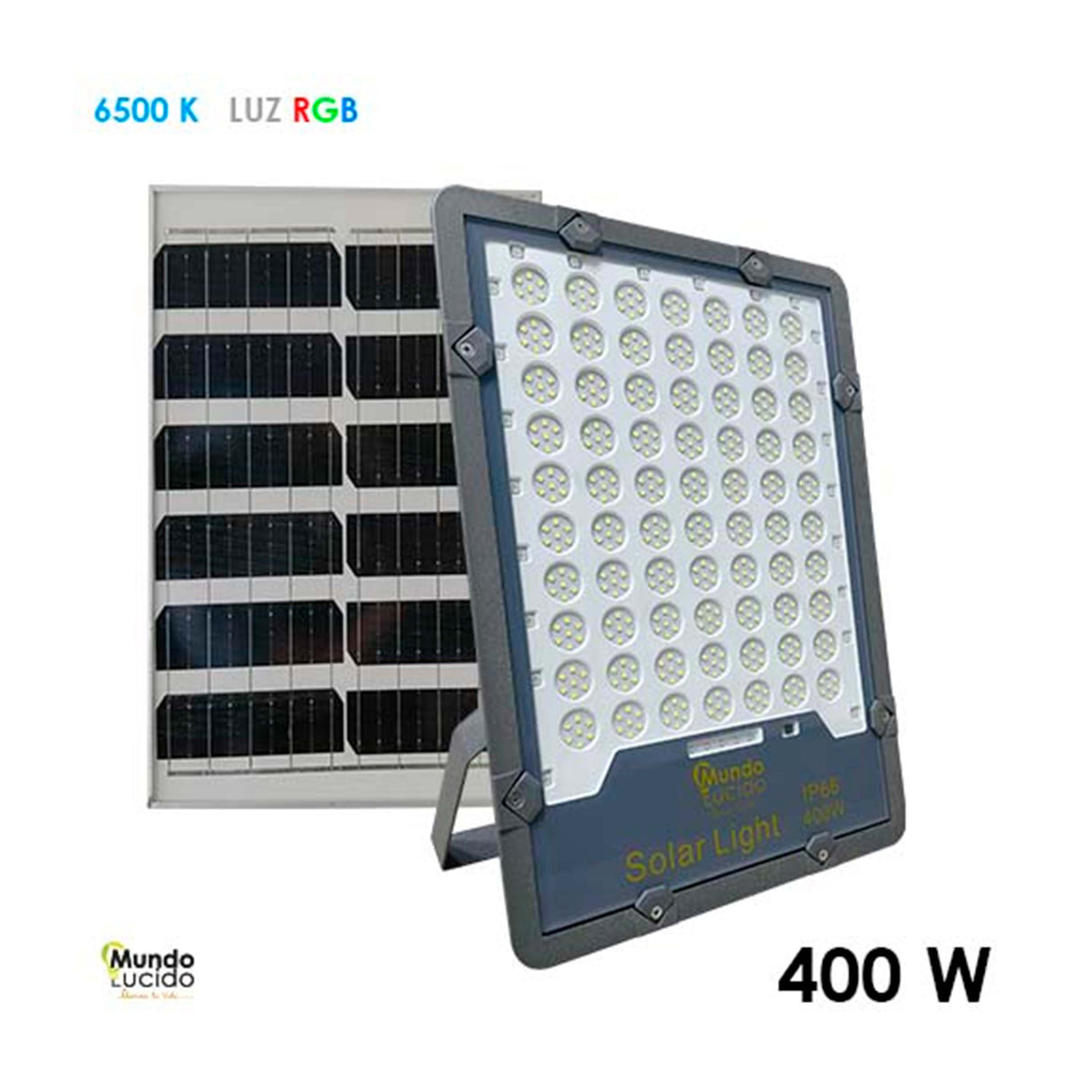 REFLECTOR SOLAR 400W CON CONTORNO RGB MUNDO LUCIDO*** HAE ***