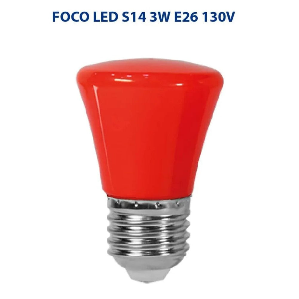 FOCO LED S14 3W E26 130V ROJO