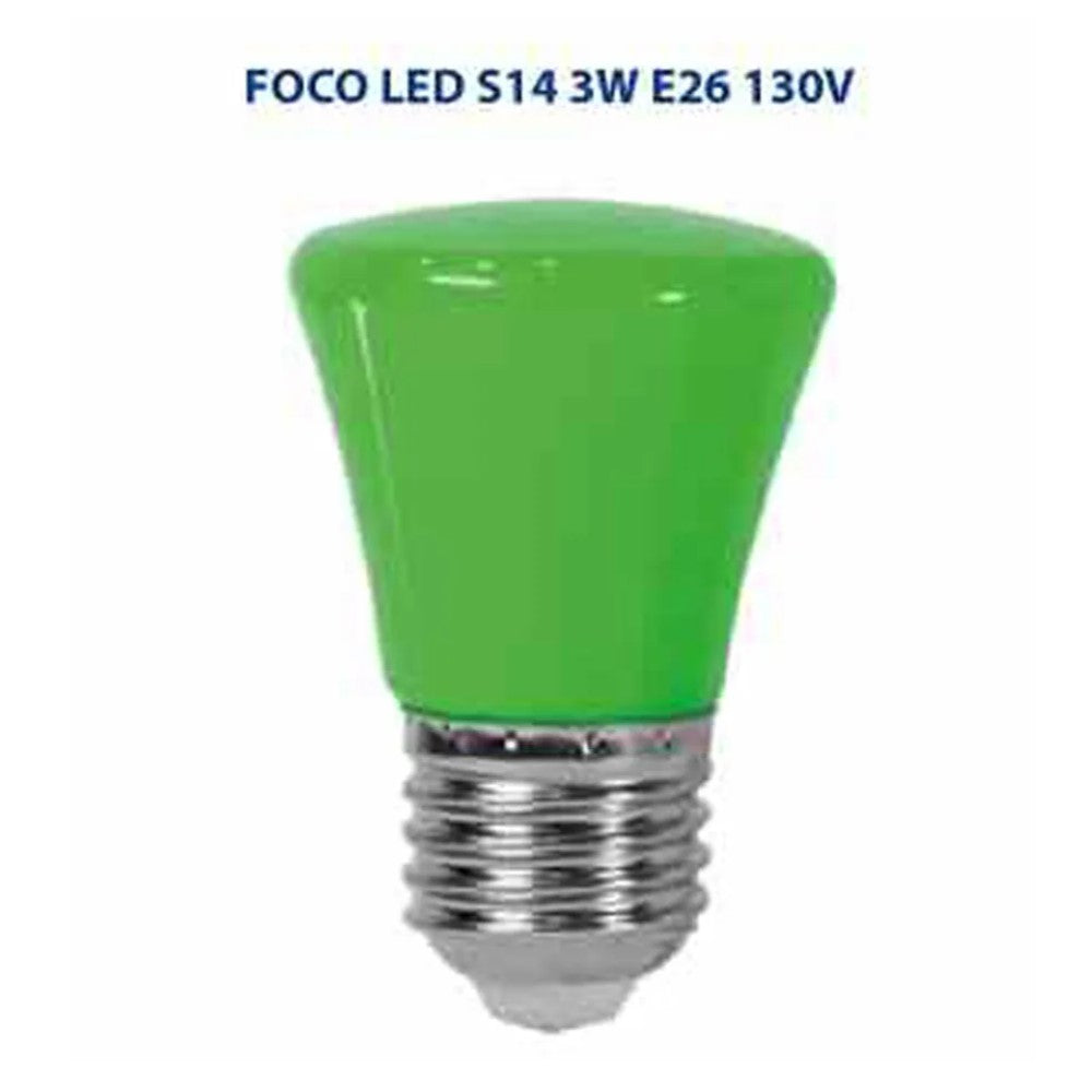 FOCO LED S14 3W E26 130V VERDE