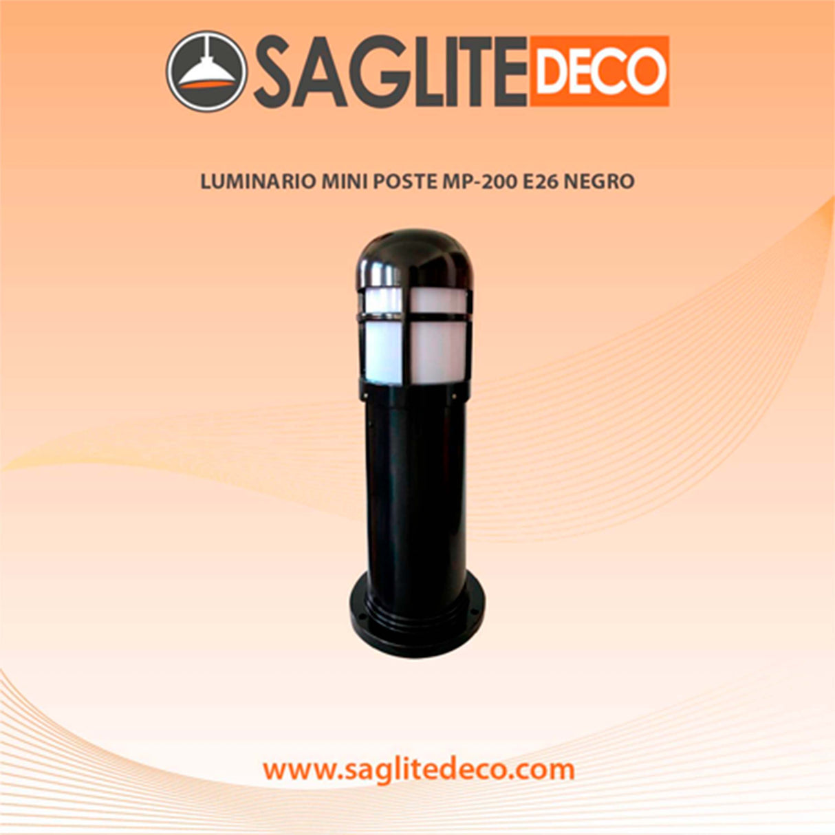 LUMINARIO MINI POSTE NEGRO MP200/N 1L E26
