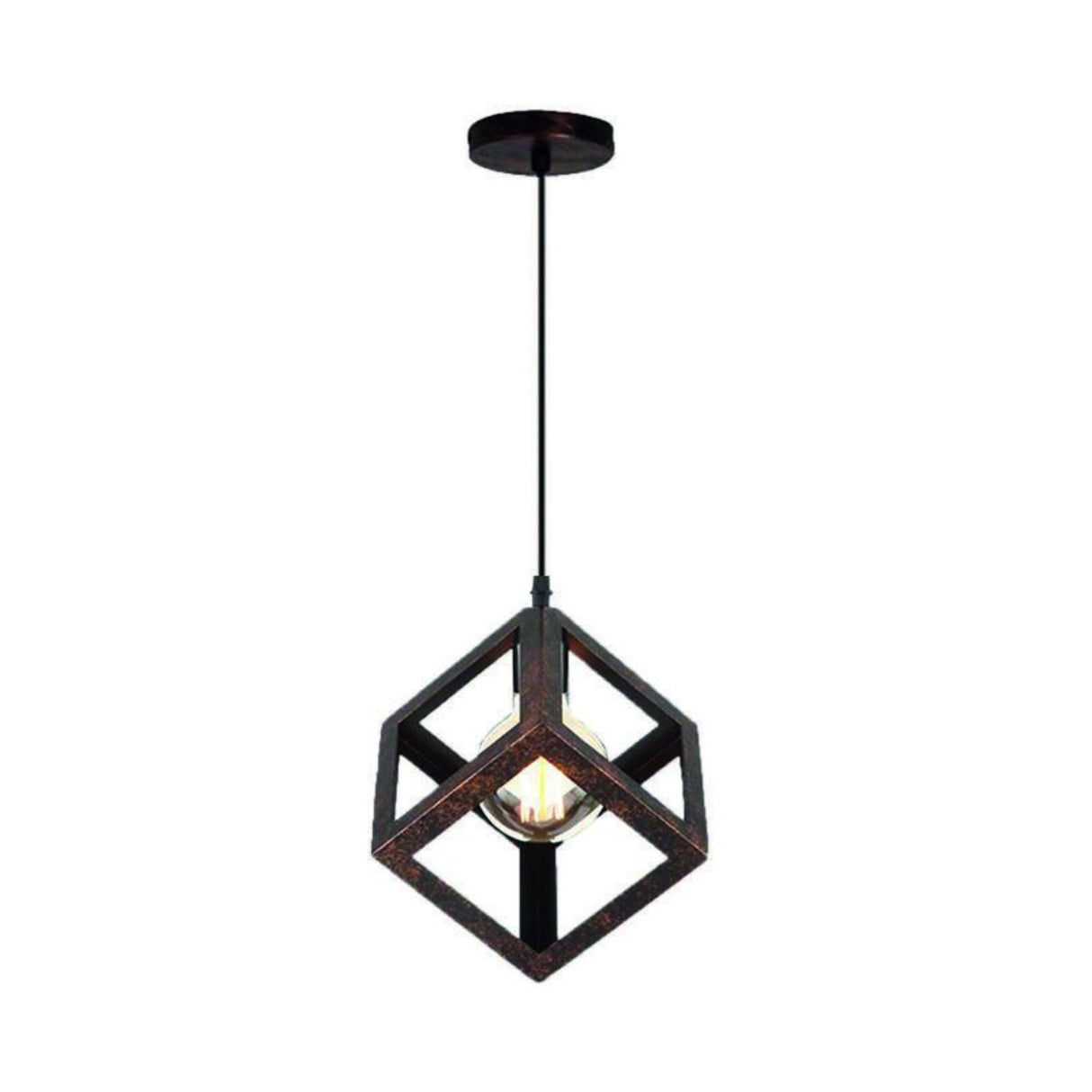 LUMINARIO COLGANTE CUADRO RETRO SD-08/BR 1 LUZ E26 130V 60W MAX BRONCE SAGLITE DECO