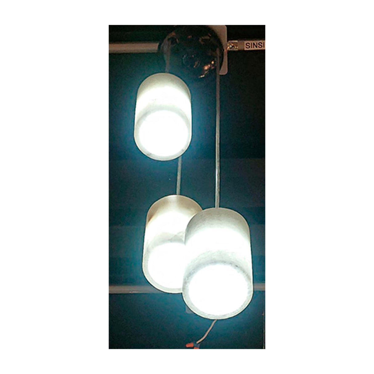 CANDIL CILINDROS 3 ESFERAS 25CMS. ONIX BLANCO *** HAE ***