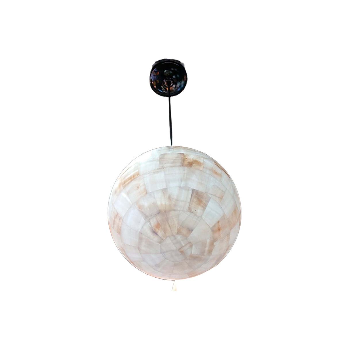 LAMPARA COLGATE MARQUETERIA ESFERA 30CMS. ONIX BLANCO *** HAE ***