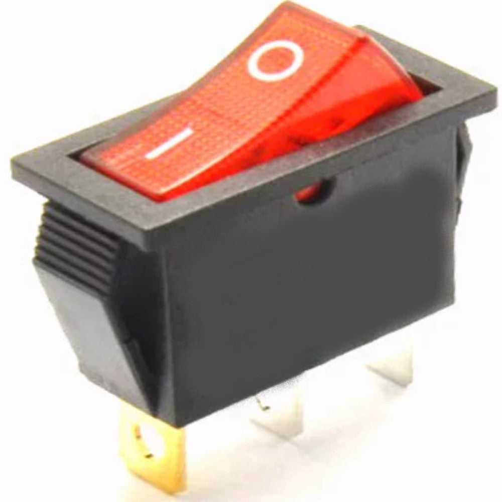 INTERRUPTOR DE BALANCIN CON PILOTO RECTANGULAR 4A 220V ROJO