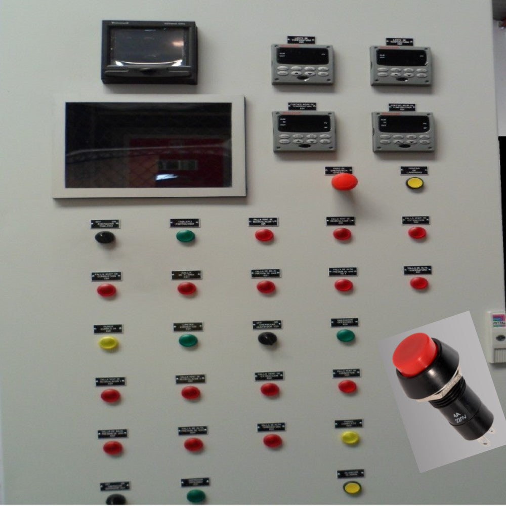 INTERRUPTOR DE PRESION REDONDO 3A 125V ROJO