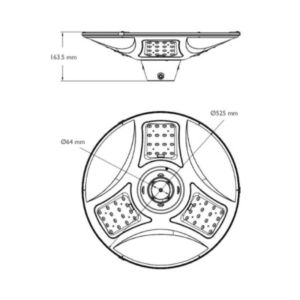 LUMINARIO SOLAR PLAZA CON SENSOR 18.5W 2000 LUMENS 48LEDS 6000K
