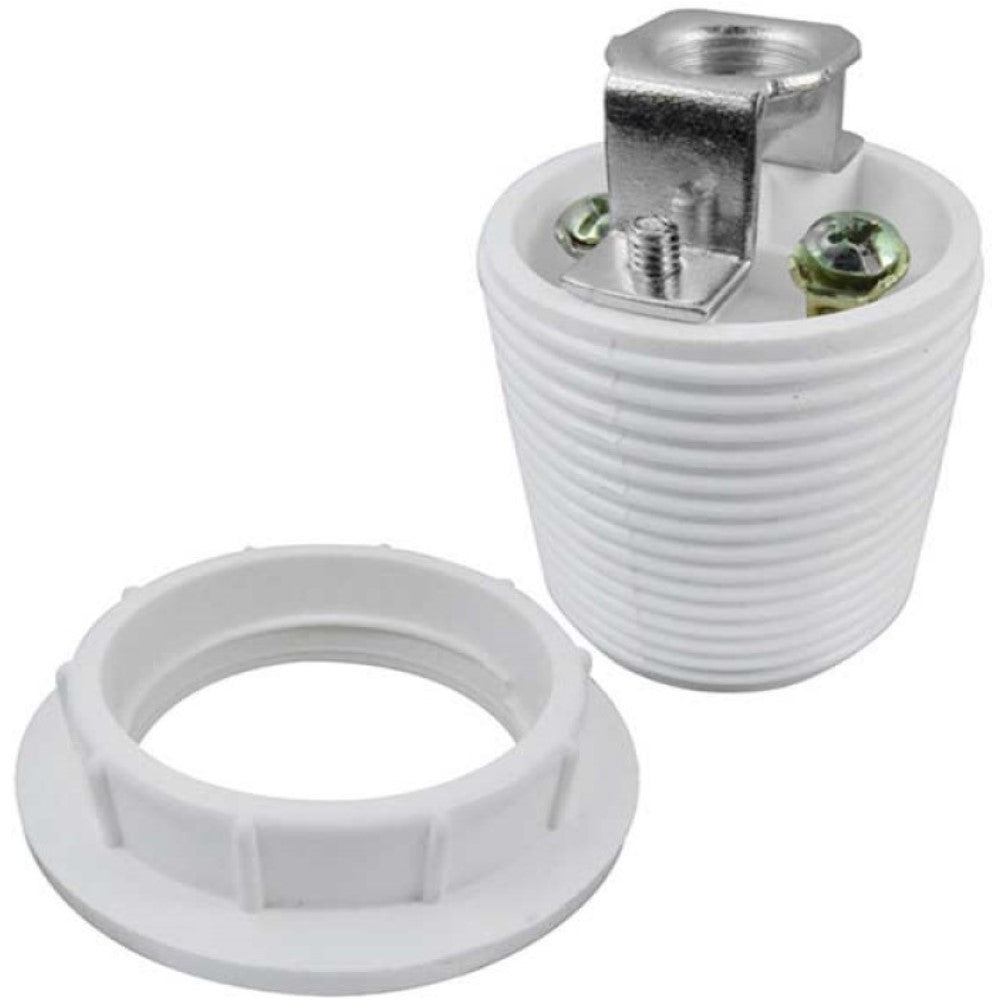 PORTALAMPARA DESNUDO CONTRATUERCA CON TORNILLOS E26 250V BLANCA