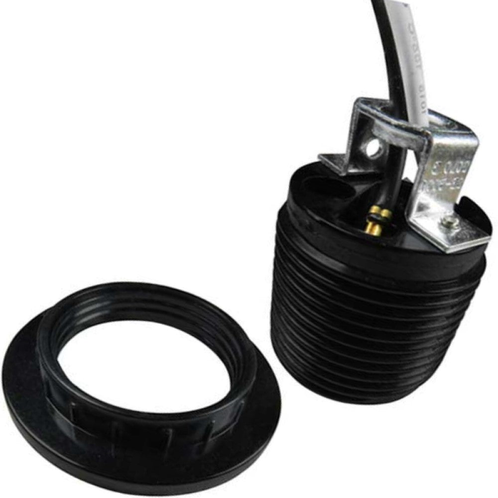 PORTALAMPARA DESNUDO CONTRATUERCA CON CABLES E26 NEGRO