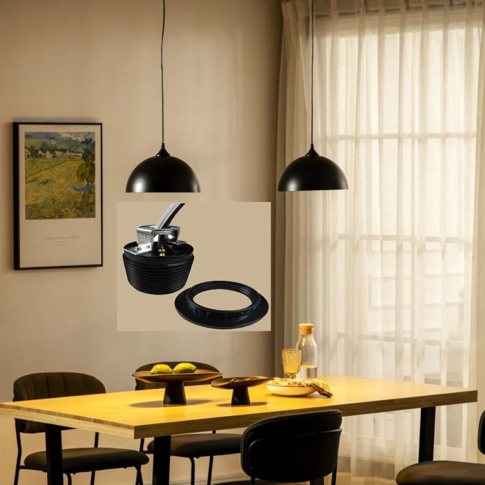 PORTALAMPARA DESNUDO CONTRATUERCA CON CABLES E26 NEGRO