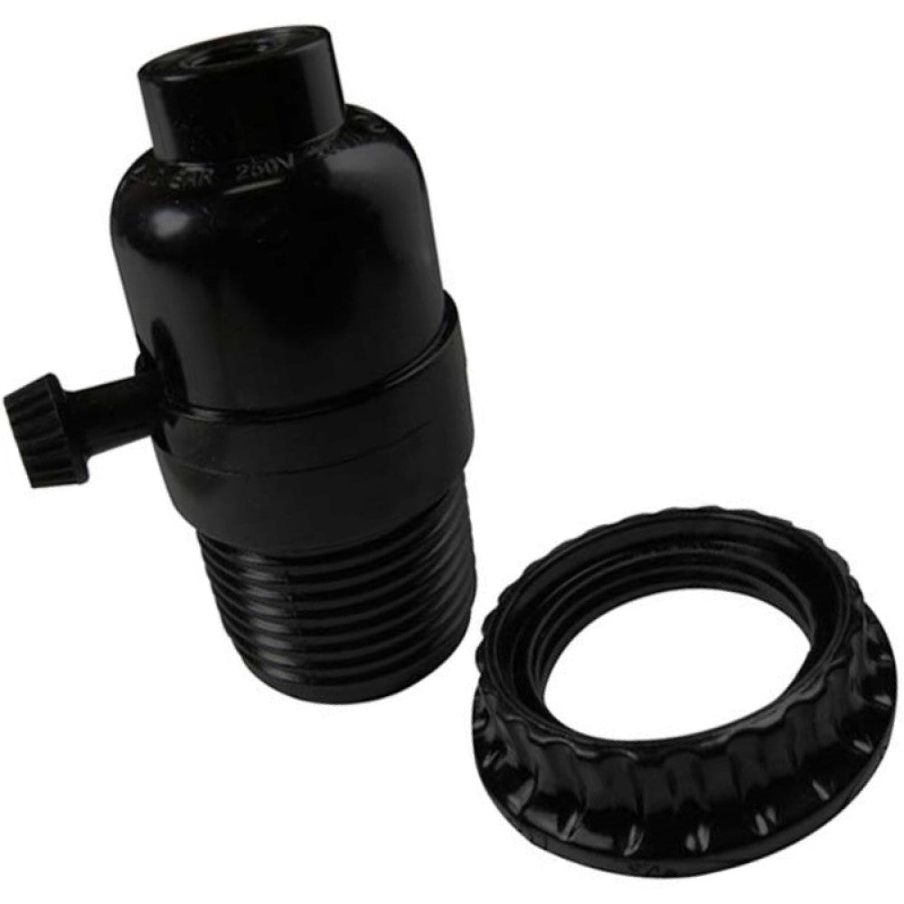 PORTALAMPARA CON APAGADOR DE LLAVE Y CONTRATUERCA E26 NEGRO