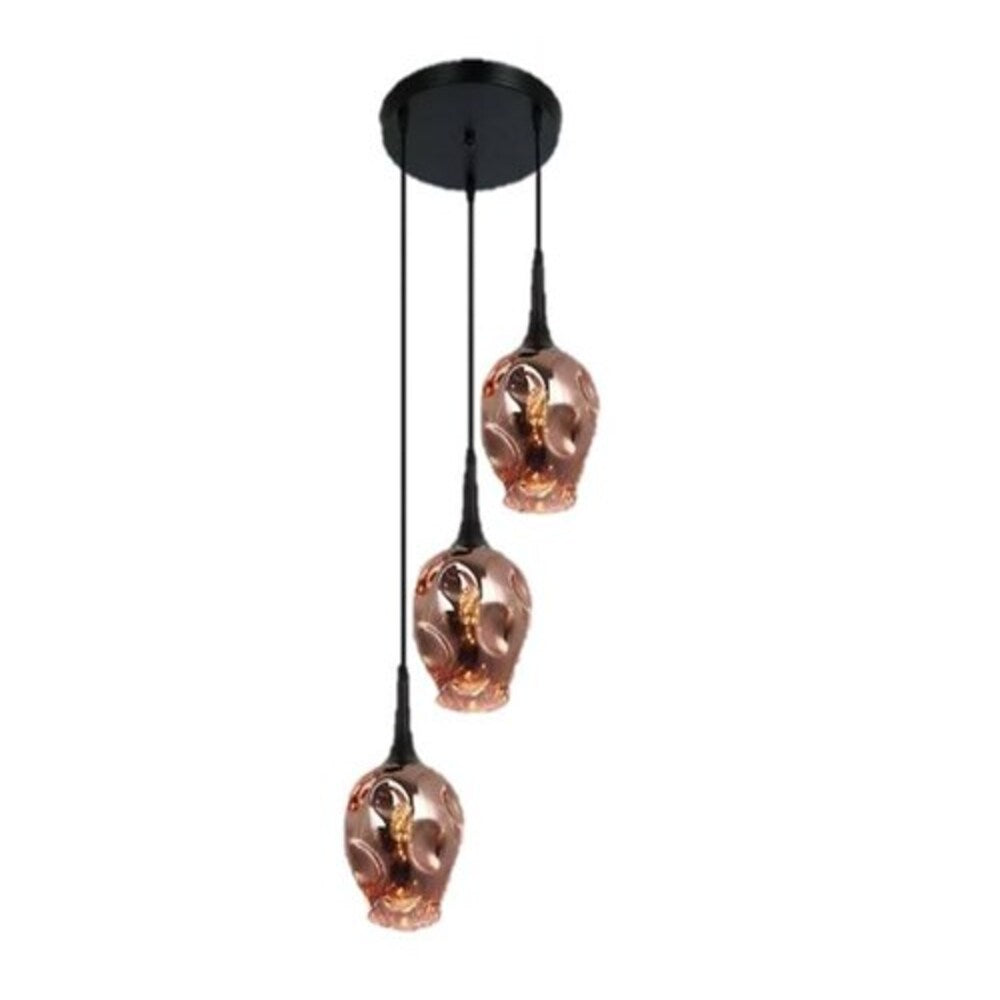 CANDIL LED 3 CAMPANAS DE CRISTAL OCRE 3X12W CON CAMBIO EN LUZ CALIDA/BCA/INTERMEDIA IIDSA