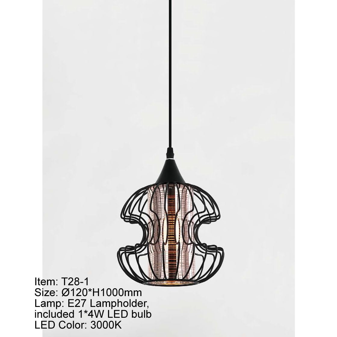 LUMINARIO COLGANTE  E27 4W  3000K NEGRO CHICO IIDSA