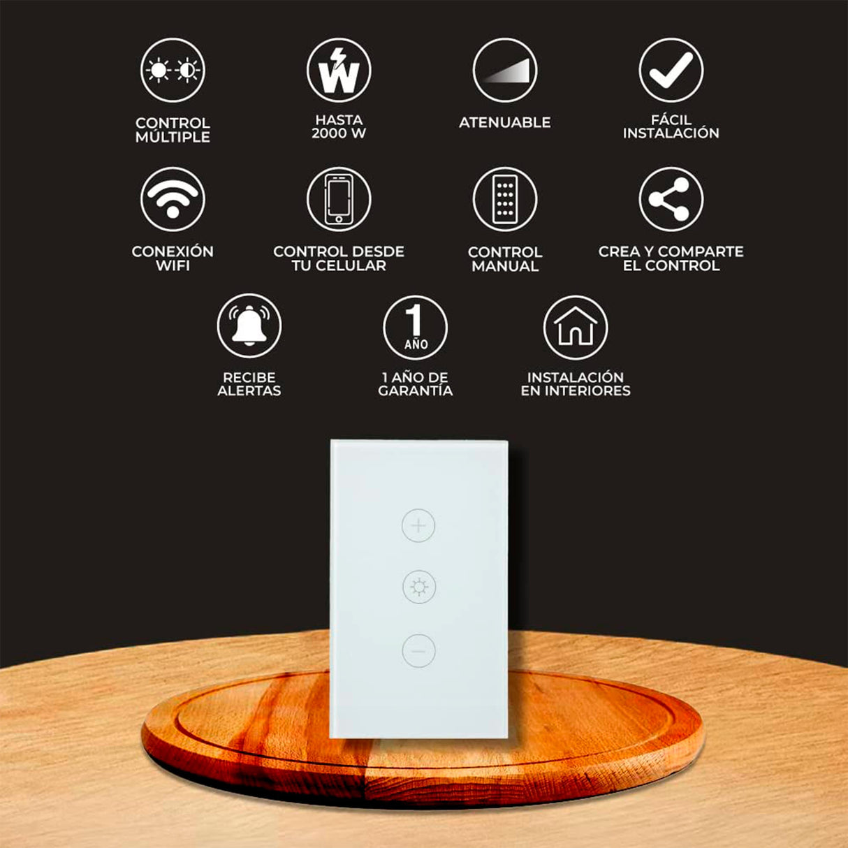 APAGADOR INTELIGENTE ***BLANCO*** CREATOR I Y DE 1 BOTÓN (REQUIERE CABLE NEUTRO) ***HAE2025***