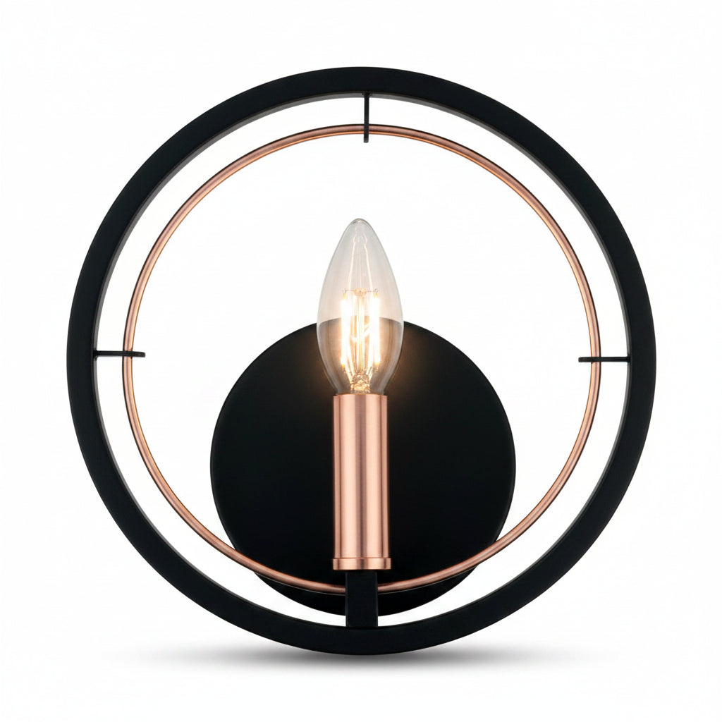 LUMINARIA DE PARED COLOR NEGRO/DORADO 1 X 40 W ERIS