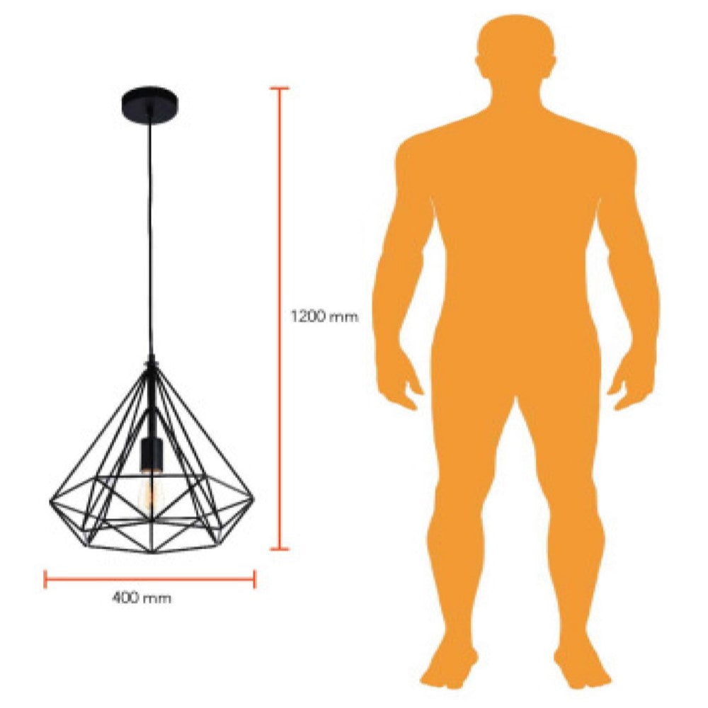 LUMIN. METALICA SUSPENDIDA NEGRO E27 127V