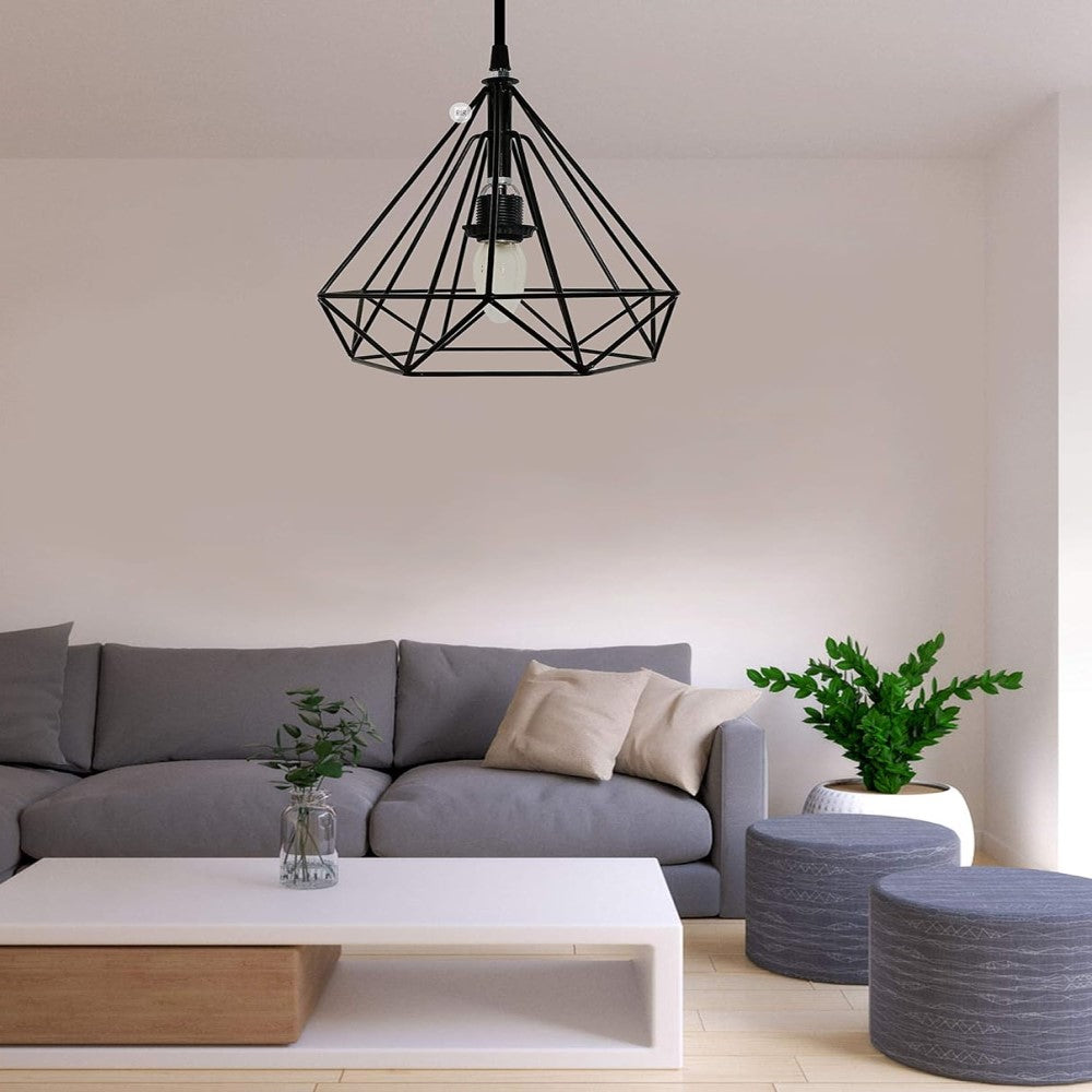 LUMIN. METALICA SUSPENDIDA NEGRO E27 127V