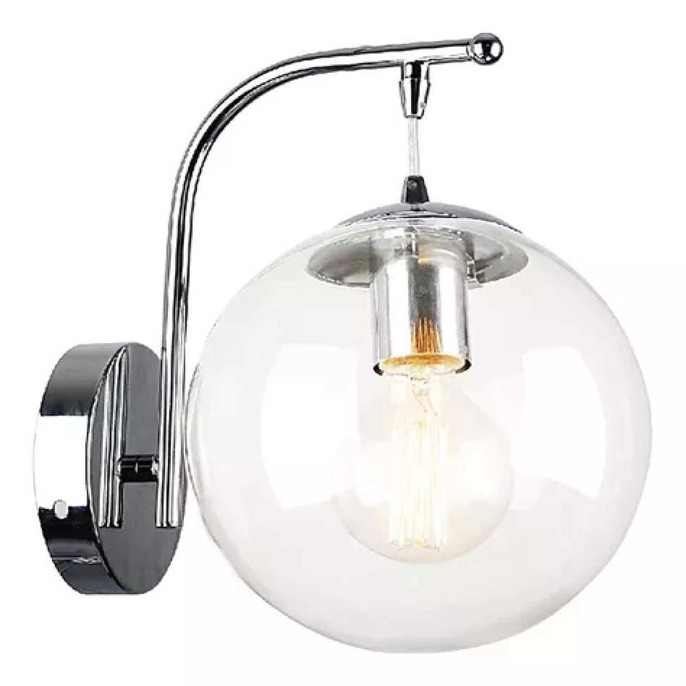 LUMIN. PARED CRISTAL/CROMO 1X60W MOON