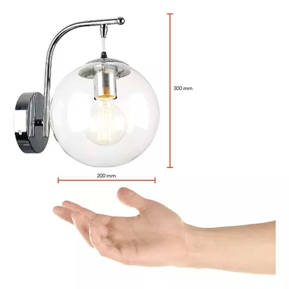 LUMIN. PARED CRISTAL/CROMO 1X60W MOON