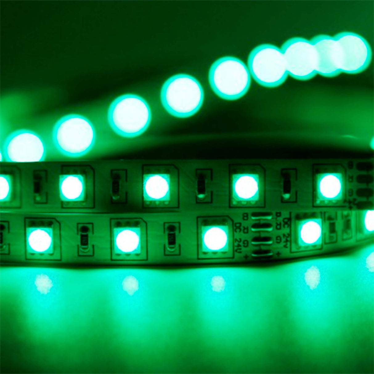 TIRA EXTERIOR CHIP 5050 CORTES CON 3 LEDS 15W VERDE