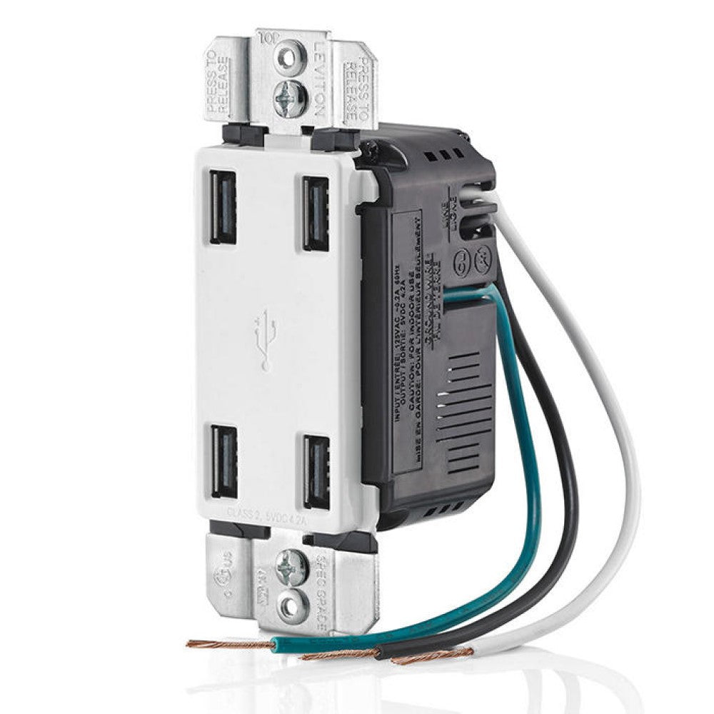 RECEPTACULO 4 PUERTOS USB 15A 125V 2P 3H BLANCO DECORA LEVITON