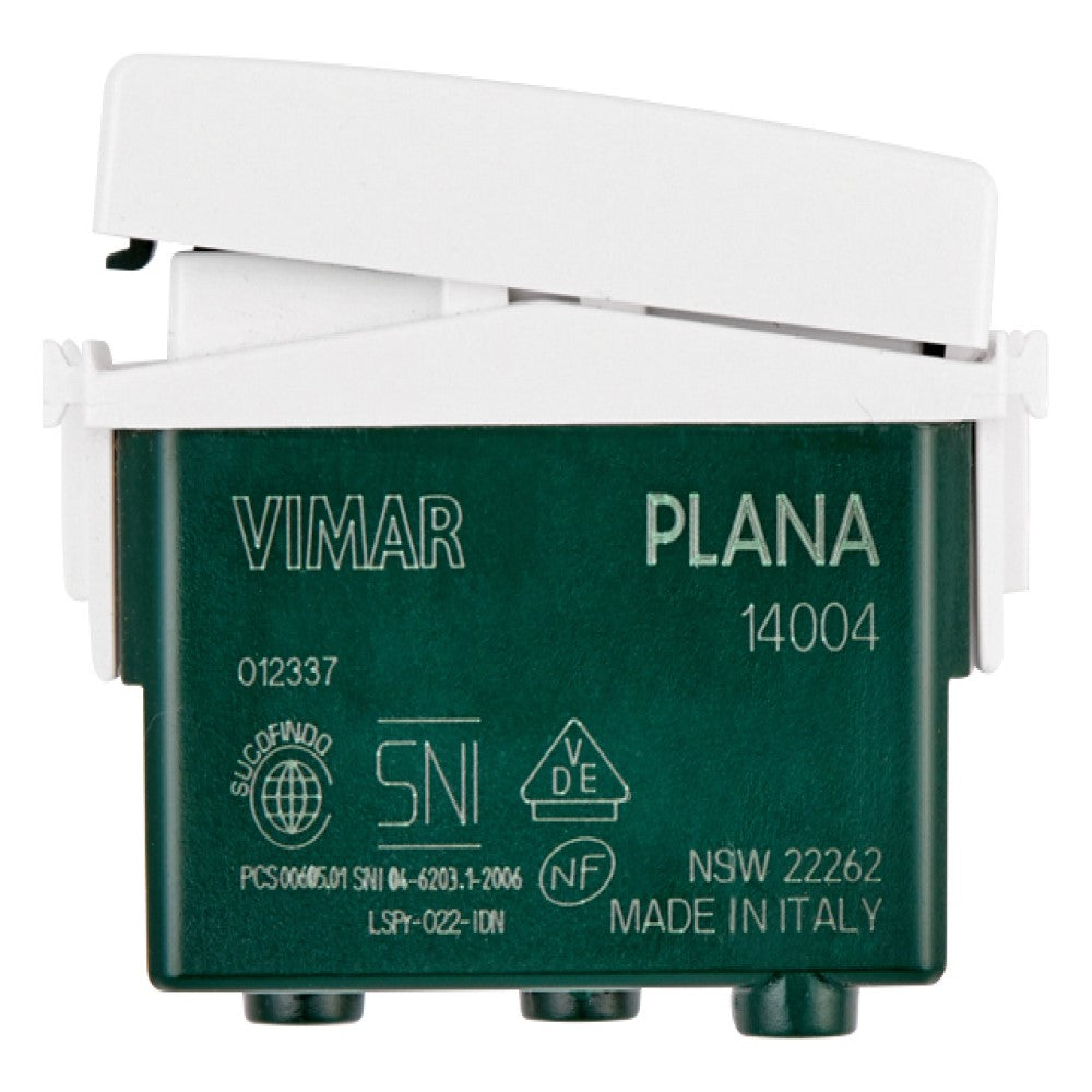 CONMUTADOR 1P 10AX. 250V. 1 MOD. ILUMINABLE BLANCO PLANA VIMAR