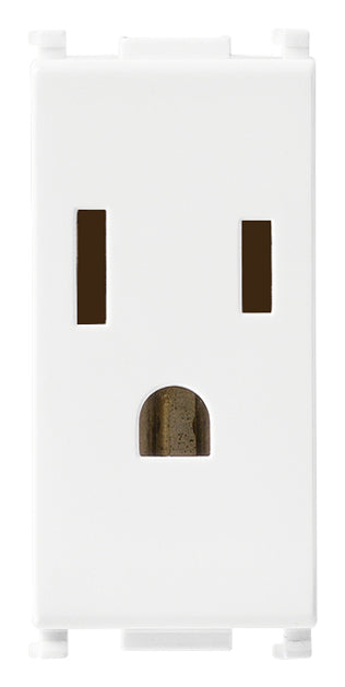 TOMACORRIENTE 2P+T 15A/127V. 1 MOD. USA BLANCO PLANA VIMAR