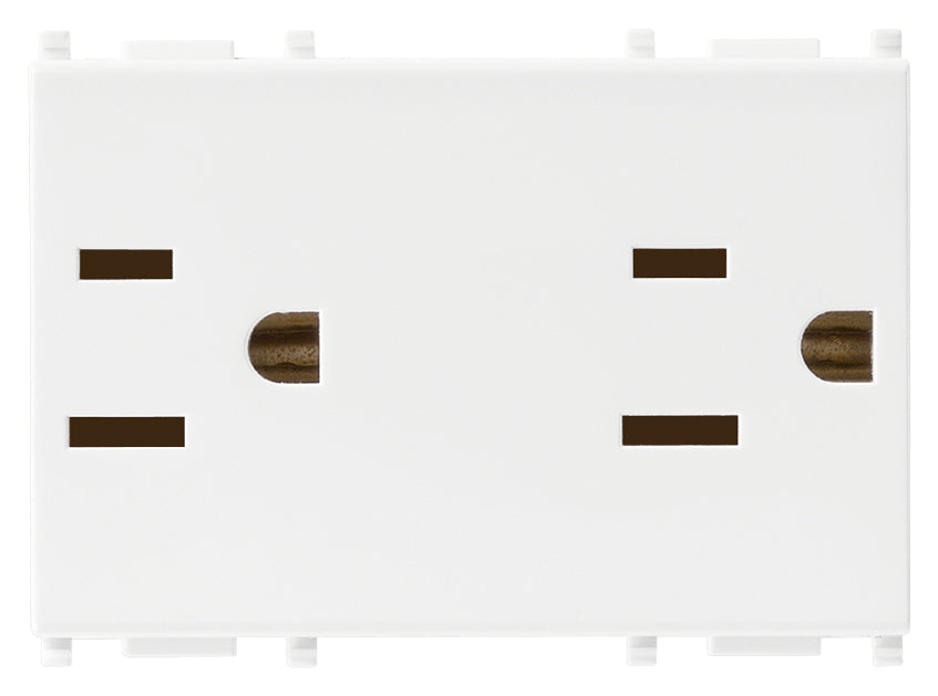 TOMACORRIENTE DUPLEX 2P+T 15A/127V. 3 MOD. USA BLANCO PLANA VIMAR