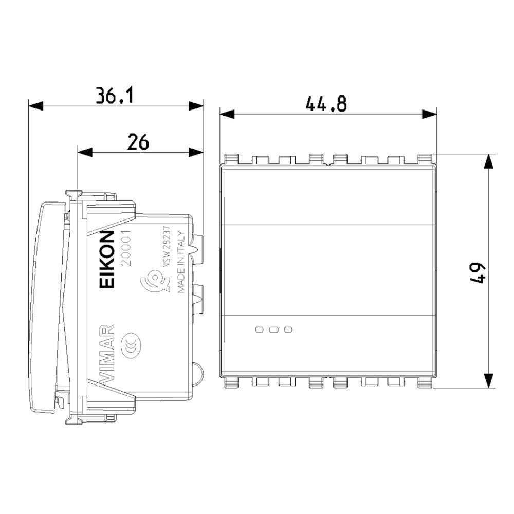 INTERRUPTOR 1P 16AX 2M GRIS EIKON VIMAR