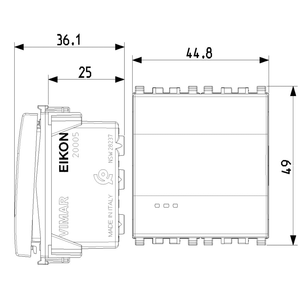 APAGADOR ESCALERA 1P 16A 2M GRIS EIKON VIMAR
