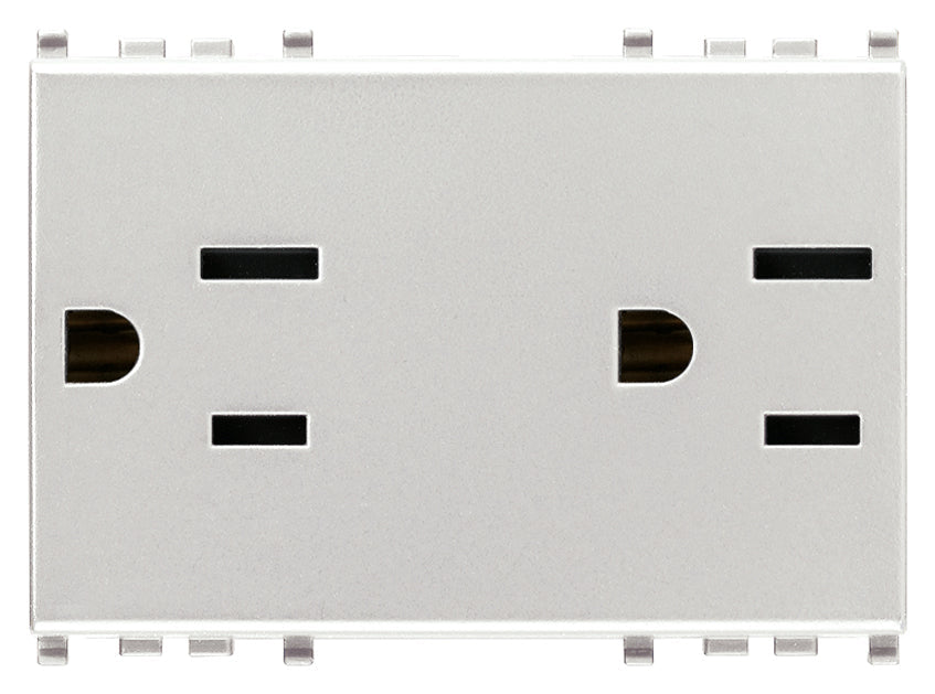 TOMACORRIENTE DUPLEX SICURY 2P+T 15A/127V. 3 MOD. USA+SASO NEXT EIKON VIMAR