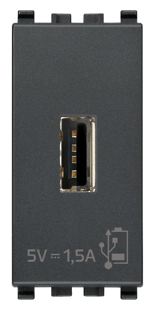UNIDAD ALIMENTACION USB 5V. 1.5A. 1 MOD. 120-240V. GRIS EIKON VIMAR