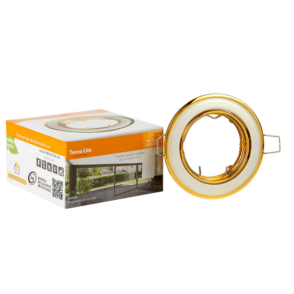 LÁMPARA EMPOTRABLE TECNOLITE ANDORA COMPACTO 50W BASE GX5.3 LATÓN PERLADO ***TECNOLITE HAE***