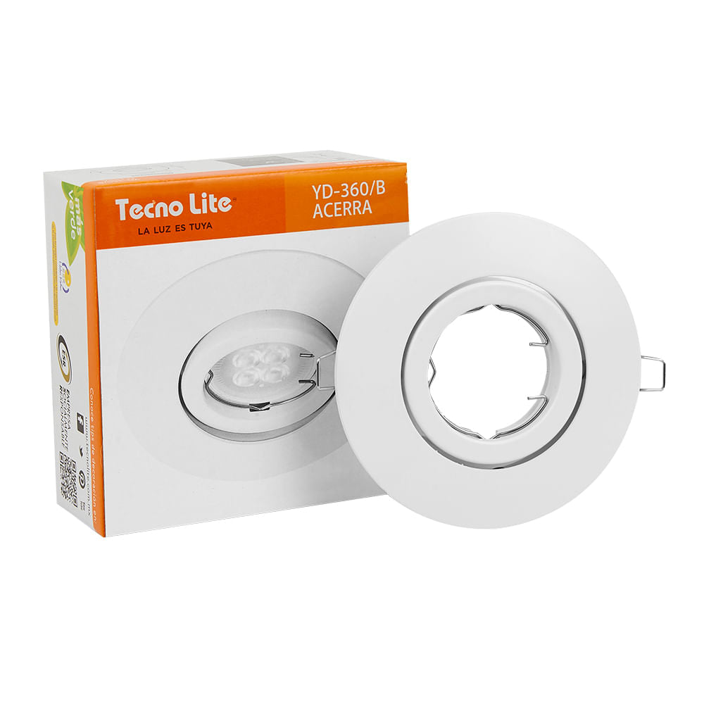 LÁMPARA DE INTERIROR EMPOTRABLE ACERRA TECNOLITE POTENCIA MÁXIMA 50W BASE GX5.3 FOCO MR16 NO INCLUIDO BLANCO