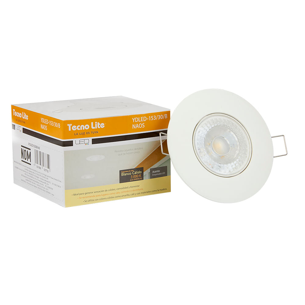 LAMPARA EMPOTRABLE DOWNLIGHT LED 3.5 W LUZ CALIDA BRILLANTE NO ATENUABLE