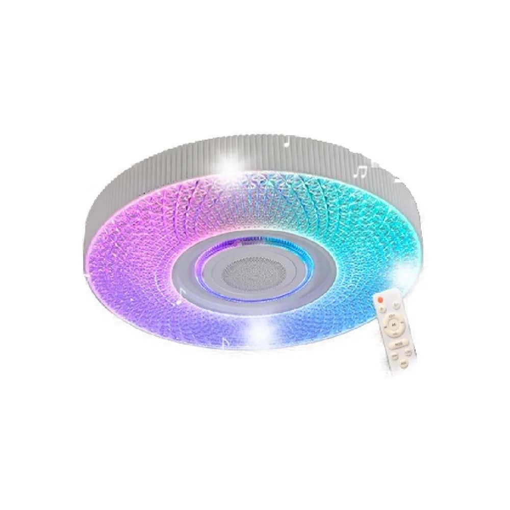 LUMINARIA LED TIPO PLAFON REDONDA 4" RGB/BCO 35W 6500K 127V CON BOCINA BLUETOOTH INCLUYE CONTROL MEGALUZ