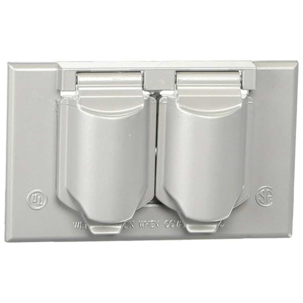 PLACA RESISTENTE A LA INTEMPERIE ACERO NATURAL CON TAPA GRIS LEVITON