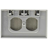 PLACA RESISTENTE A LA INTEMPERIE ACERO NATURAL CON TAPA GRIS LEVITON