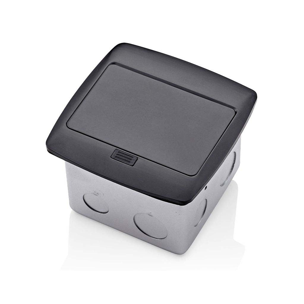PLACA POP UP NEGRO MATECON RECEPTACULODUPLEX TR 20A LEVITON