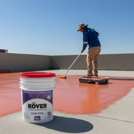 IMPERMEABILIZANTE KOVER SECADO RAPIDO TERRACOTA SERIE 4800 CUBETA 19LT *** OFRECER 002605-6 ***